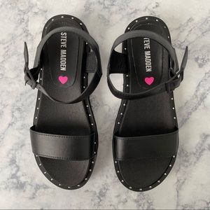 STEVE MADDEN Jdariaa Girls Children Black Strap Sandals 2